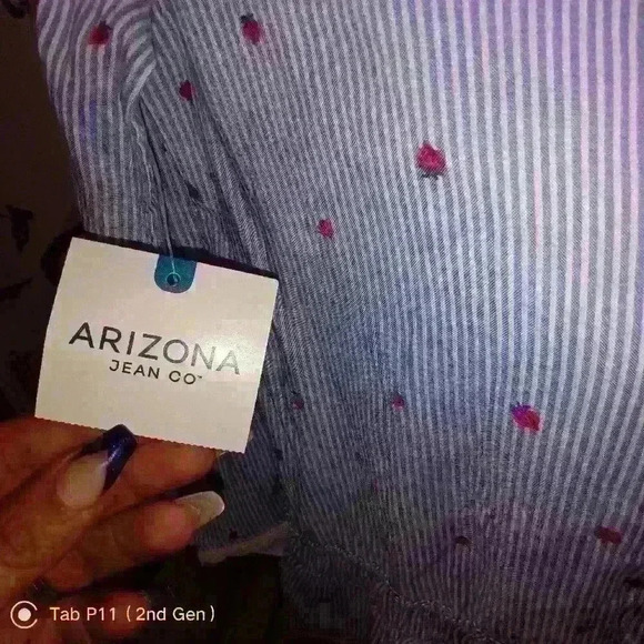 Arizona Jean company girls blueberry / strawberry size extra large 3/4 shirt nwt - Picture 3 of 8